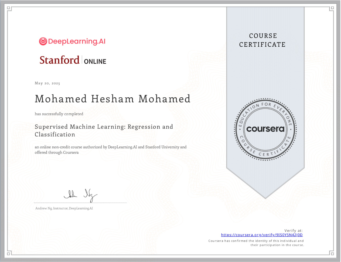 Machine Learning Certificate
